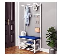 SLGGPJBU Perchero de ropa con banco de zapatos, 4 en 1 con banco de almacenamiento para entrada, abrigo industrial con estante y gancho para colgar