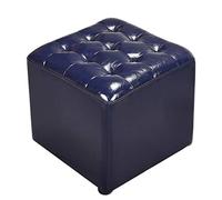 SLGGPJBU Puf cuadrado tapizado en piel, reposapiés de madera maciza, cuadrado, de piel, para salón, mesa de centro, banco pequeño, color rojo, 40 x 40 x 35 cm