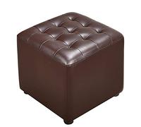SLGGPJBU Puf cuadrado tapizado en piel, reposapiés de madera maciza, cuadrado, de piel, para salón, mesa de centro, banco pequeño, color rojo, 40 x 40 x 35 cm