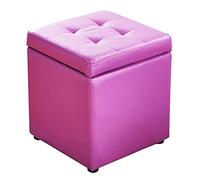 SLGGPJBU Puf cuadrado tapizado en piel, reposapiés de madera maciza, cuadrado, de piel, para salón, mesa de centro, banco pequeño, color rojo, 40 x 40 x 35 cm