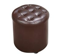 SLGGPJBU Puf cubo, tapizado en piel, reposapiés de madera maciza, cuadrado, de piel, para salón, mesa de centro, banco pequeño, 35 x 35 x 40 cm