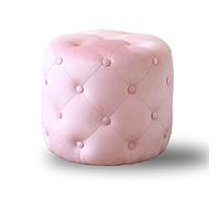SLGGPJBU - Puf redondo con tufado de terciopelo, reposapiés moderno y cómodo, multifunción, mesa de centro decorativa para salón, dormitorio, entrada, color blanco