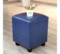 SLGGPJBU Puf tapizado de piel con forma de cubo, reposapiés cuadrado de madera maciza, mesa de centro, banco pequeño