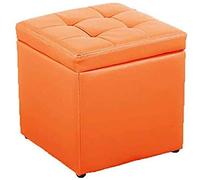 SLGGPJBU Reposapiés con cubo de almacenamiento, reposapiés de cuero de almacenamiento, taburete portátil, asiento acolchado tapizado, taburete reposapiés para sala de estar