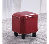 SLGGPJBU Reposapiés cúbico acolchado de cuero encerado aceitado Asiento único Taburete de maquillaje Banco de zapatos Max 200 kg