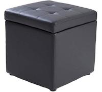 SLGGPJBU Reposapiés cubo de almacenamiento de cuero falso asiento de banco de puf, caja de juguetes con bisagra caja organizadora superior hojaldre