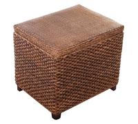 SLGGPJBU - Reposapiés de madera maciza - Taburete de almacenamiento retro de ratán - Taburete de almacenamiento para dormitorio, sala de estar - Asiento acolchado