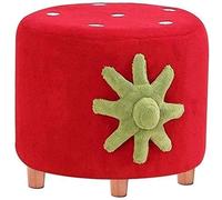 SLGGPJBU Reposapiés otomano con patas, reposapiés de madera, asiento acolchado redondo suave, compacto, taburete bajo, para sala de estar y dormitorio