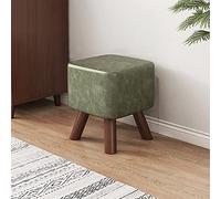 SLGGPJBU Reposapiés para descansar, taburete bajo tapizado de madera, taburete pequeño de cuero con almohadillas antideslizantes, para sala de estar y dormitorio