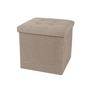 SLGGPJBU Reposapiés para pies de reposo, banco plegable de almacenamiento, tapa abatible, taburete cuadrado, taburete rectangular, taburete de algodón y lino, beige, 76 x 38 x 38 cm