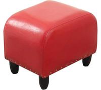 SLGGPJBU Reposapiés pequeño reposapiés de cuero PU para silla baja moderna silla rectangular otomana con patas de madera maciza, rojo 40 cm de largo