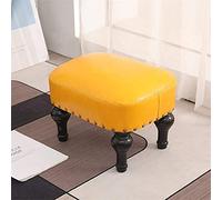 SLGGPJBU Reposapiés rectangular tapizado de cuero PU moderno con asiento acolchado y patas de madera, taburete para sala de estar entrada de dormitorio, fácil de limpiar, marrón rojizo