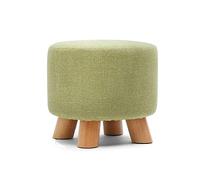 SLGGPJBU Reposapiés redondo con patas de madera estables, reposapiés moderno de tela de lino, taburete extraíble, color cuadrícula