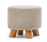 SLGGPJBU Reposapiés Sala de Estar Taburete Redondo Silla Moderna Simplicidad Taburete de Madera Maciza Taburete de Lavado y Lavado Diseño de Algodón Cambiar Ropa Banco de Zapatos 28 x 28 x 25 cm