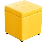 SLGGPJBU Reposapiés taburete cubo imitación cuero almacenamiento puf asiento, caja de juguetes con bisagra organizador superior caja puf pecho
