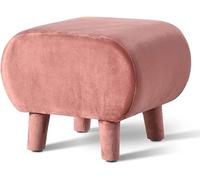 SLGGPJBU Reposapiés, taburete de franela con 4 patas de madera maciza, mesa auxiliar pequeña para sala de estar, vestidor, reposapiés, color azul claro