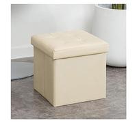 SLGGPJBU Reposapiés tapizado de cuero plegable, cubo, almacenamiento, puf plegable, cuadrado, para sala de estar, mesa de café
