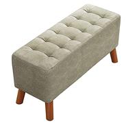 SLGGPJBU Taburete cambiador de zapatos, banco de zapatos tapizado de lino, taburete de sofá, patas de madera maciza, reposapiés pequeño de tela, taburete rectangular moderno para sala de estar,