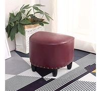 SLGGPJBU Taburete corto para reposapiés, taburete de tela de piel sintética, plegable, esponja más gruesa, para sala de estar, dormitorio, color marrón moderno