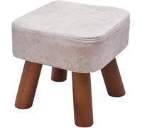 SLGGPJBU Taburete cuadrado con patas de madera, reposapiés para sala de estar, dormitorio, mesa auxiliar pequeña, asiento adicional, taburete para cambio de zapatos de pasillo, color marrón, 28 x 25
