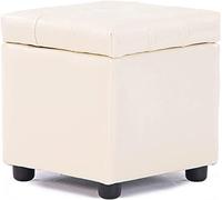 SLGGPJBU Taburete de cuero de almacenamiento, resistente al agua, caja de almacenamiento oculta, taburete rectangular cuadrado, color naranja