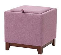 SLGGPJBU Taburete de pie con almacenamiento, asiento cuadrado reposapiés, taburete tapizado suave, reposapiés de madera maciza, reposapiés para sofá, mesa de café