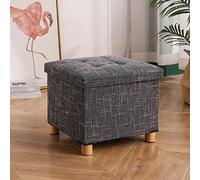 SLGGPJBU Taburete de pie cuadrado para cambiar zapatos, taburete de algodón y lino, reposapiés para sala de estar, dormitorio, marrón, 30
