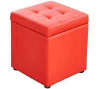 SLGGPJBU Taburete de pie reposapiés taburete cubo imitación cuero almacenamiento puf asiento, caja de juguetes con bisagra organizador superior caja puf pecho