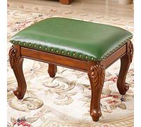 SLGGPJBU Taburete pequeño de cuero pequeño cuadrado con patas de madera, mesa de café, reposapiés acolchado para entrada de puerta, 40 x 30 cm, color azul