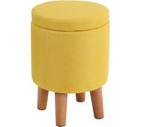 SLGGPJBU Taburete redondo de almacenamiento con tapa extraíble, taburete portátil para tocador, reposapiés tapizado con almacenamiento para sala de estar, dormitorio, color amarillo con patas