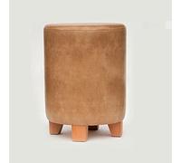 SLGGPJBU Taburete redondo de madera para dormitorio, reposapiés para sala de estar, taburete de tocador, color amarillo claro, 29 x 29 x 30 cm