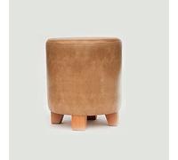 SLGGPJBU Taburete redondo de madera para dormitorio, reposapiés para sala de estar, taburete de tocador, color amarillo claro, 29 x 29 x 30 cm
