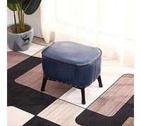 SLGGPJBU Taburete reposapiés de poliuretano, piel rectangular con patas de metal negro, mesa auxiliar reposapiés, diseño moderno de remaches, carga máxima de 150 kg, color azul
