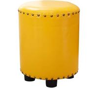 SLGGPJBU Taburetes redondos de piel sintética, reposapiés para sofá de sala de estar, mesa de centro pequeña, asiento extra tapizado, carga máxima de 150 kg, color azul