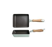 SLHEQING - Mini sartén japonesa para tortillas tamagoyaki, de aluminio antiadherente con mango de madera