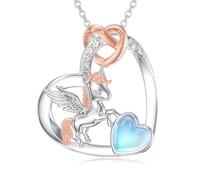 SLIACETE Collar de unicornio para mujer, plata de ley S925, piedra lunar, unicornio, colgante, collares, regalos de joyería para madre y mujer