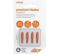 Slice 10418 - Cuchillas de corte de precisión, paquete de 4, cuchillas de cuchillo de hobby amigables con los dedos para cortes intrincados, perfectas para artes y manualidades, color plateado