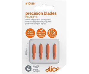Slice 10418 - Cuchillas de corte de precisión, paquete de 4, cuchillas de cuchillo de hobby amigables con los dedos para cortes intrincados, perfectas para artes y manualidades, color plateado