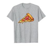Slice of Pizza Design Pepperoni Pizza Lover Italian Food Camiseta, Hombre, Gris Jaspeado, S