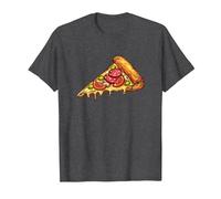 Slice of Pizza Design Pepperoni Pizza Lover Italian Food Camiseta, Hombre, Jaspeado Oscuro, M