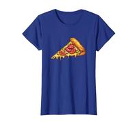 Slice of Pizza Design Pepperoni Pizza Lover Italian Food Camiseta, Mujer, Azul Real, XS