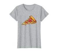 Slice of Pizza Design Pepperoni Pizza Lover Italian Food Camiseta, Mujer, Gris Jaspeado, XL