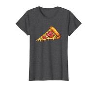 Slice of Pizza Design Pepperoni Pizza Lover Italian Food Camiseta, Mujer, Jaspeado Oscuro, XL