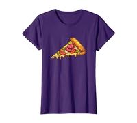 Slice of Pizza Design Pepperoni Pizza Lover Italian Food Camiseta, Mujer, Morado, S