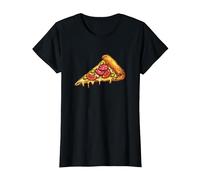 Slice of Pizza Design Pepperoni Pizza Lover Italian Food Camiseta, Mujer, Negro, M