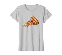 Slice of Pizza Design Pepperoni Pizza Lover Italian Food Camiseta, Mujer, Plata, L