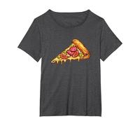Slice of Pizza Design Pepperoni Pizza Lover Italian Food Camiseta, Mujer Tallas Grandes, Jaspeado Oscuro, 2XL Grande