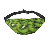 Slices of Fresh Ripe Green Kiwi - Riñonera ajustable y ajustable, riñonera grande de viaje, unisex, Black, Talla única, Mochila informal