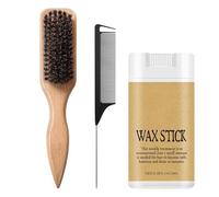 Slick Back - Juego de cepillo para el cabello y barra de cera para mujeres y niños, cepillo de cerdas de jabalí para seccionar y separar elegantes, control de barra de cera, suaves vuelos y pelos de