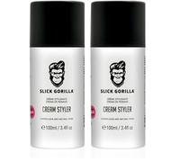 Slick Gorilla Crema Estilizadora 3,38 fl oz (100 ml) | Fijación Ligera Flexible | Control del Frizz | Acabado Mate Natural | Cuidado Diario para Hombres |Textura Ligera No Grasosa (Paquete de 2)